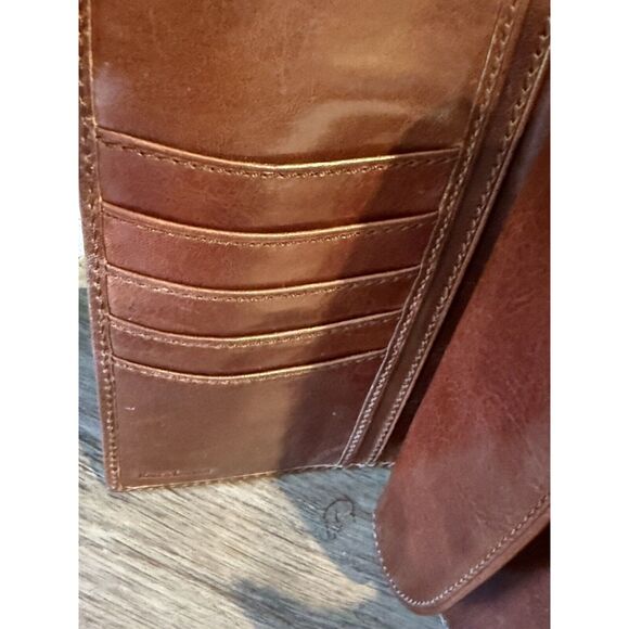 Ralph Lauren Collectors 100% Leather Card Check Wallet Zipper Whiskey Brown - Picture 14 of 16